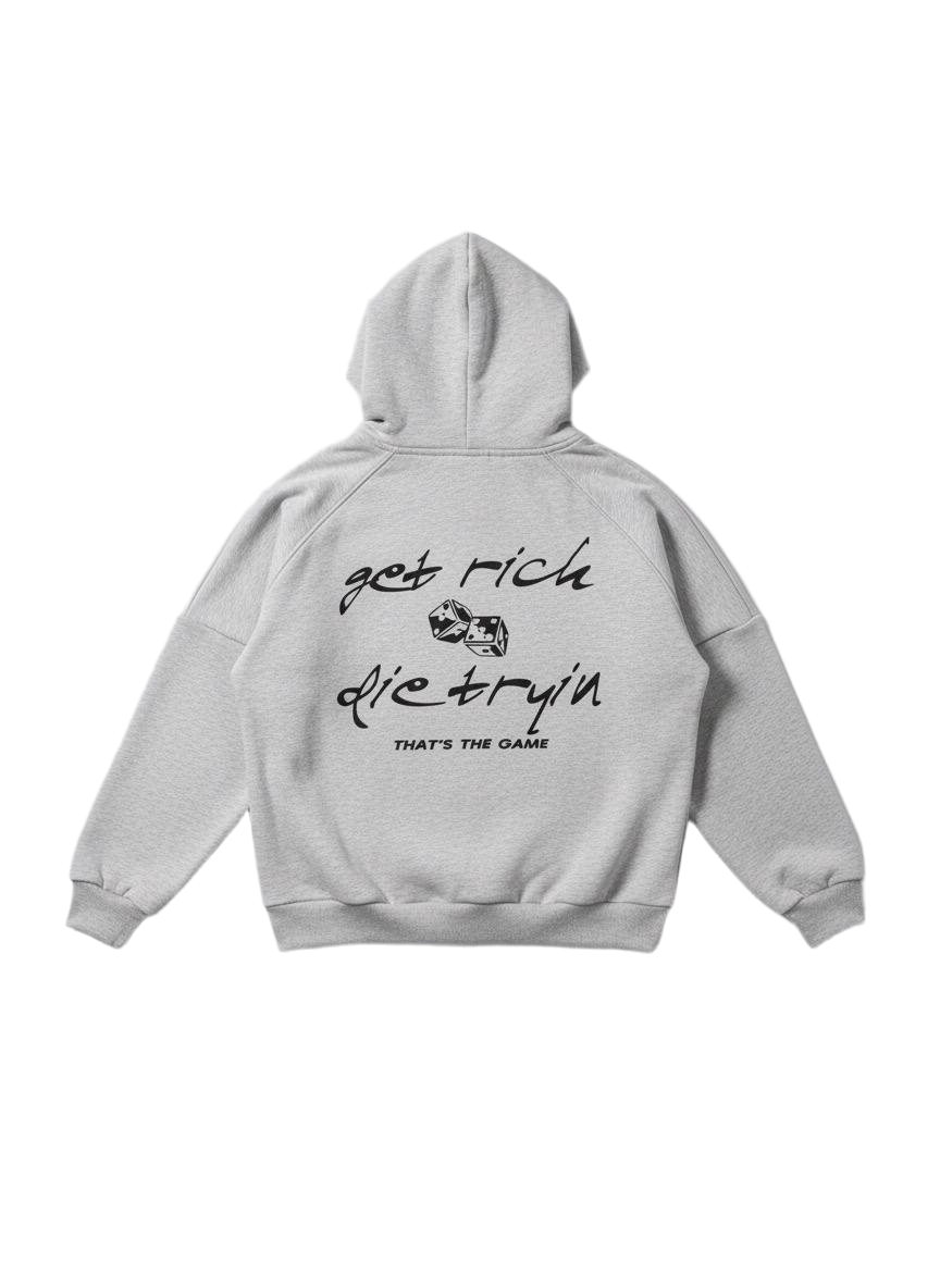 Худи серое «Get rich» - задняя сторона